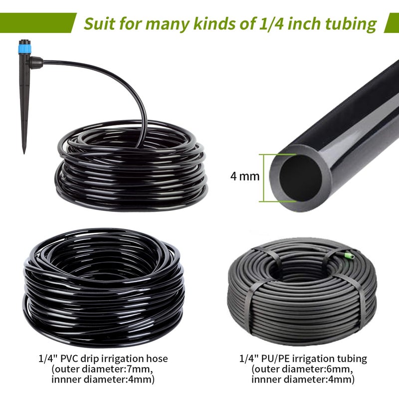 Hakioi 50pcs Drip Irrigation Emitters for 1/4" Drip Tubing Adjustable 360 Degree Fan Shape Water Flow Vortex Drippers for Drip Irrigation with Lock Barbed Irrigation Drip Nozzles for Flower Plants Garden - Image 5